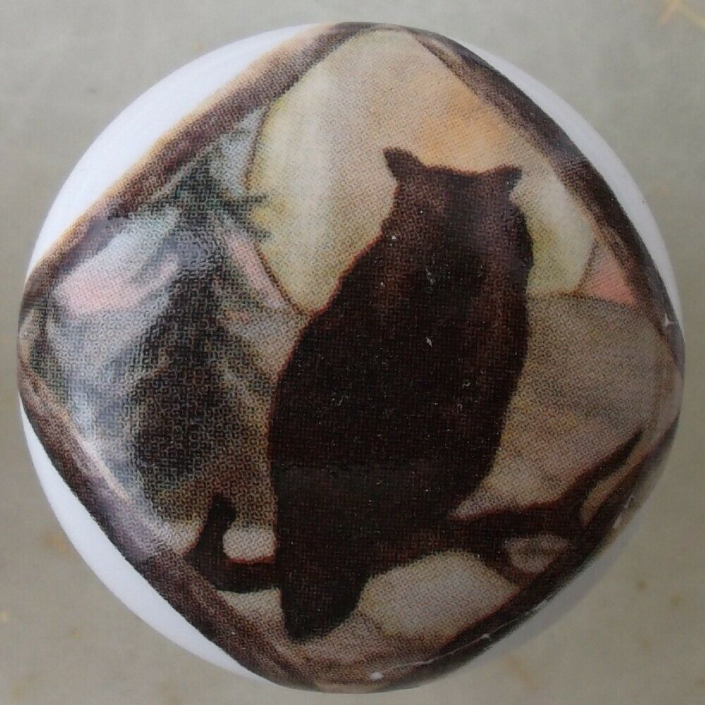 Cabinet Knobs Domestic bird Owl Diamond Lodge silhouette - $5.20