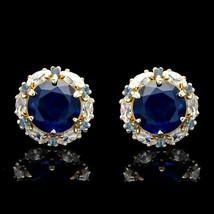 2Ct Saphir Bleu Halo Marquise Diamant Boucles D&#39;Oreilles 14k Finition or... - $88.16