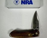 Stone River NRA Knife 2 3/4&quot; Locking Lock Blade 2 Tone Wood Handle Belt ... - £11.89 GBP