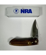 Stone River NRA Knife 2 3/4&quot; Locking Lock Blade 2 Tone Wood Handle Belt ... - £11.65 GBP