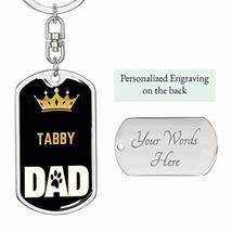 Cat Keyring Gift Tabby Cat Dad King Swivel Keychain Stainless Steel Or 1... - £31.84 GBP