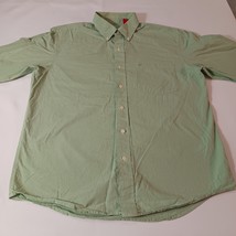 Izod Men's Cotton Green Check Stripe Button-Down Collar Long Sleeve Shirt Size M image 8