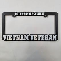 Duty Honor Country Vietnam Veteran License Plate Frame Black White Letters - £4.51 GBP