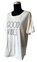 Rae Dunn Good Vibes T-Shirt Light Grey Cotton/Polyester - Women&#39;s XL - £14.85 GBP
