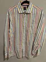 T. HARRIS Retro Striped Button Down Shirt-Blue/Primary L/A Mens Cotton X... - £6.91 GBP
