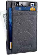 Travelambo Front Pocket Minimalist Leather Slim Wallet RFID Blocking Medium Size - £22.79 GBP