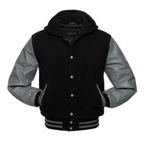 Monochrome Leather Varsity Jacket - $60.00