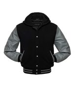 Monochrome Leather Varsity Jacket - $60.00