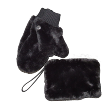 House Of Harlow 1960 Women&#39;s Black Faux Fur Wristlet and Flip Mittens NEW - £15.72 GBP