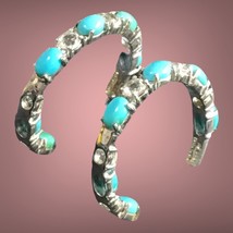 NF 925 Chapal-Zenray Sterling Silver Turquoise In And Out Hoop Earrings 8 Grams - £51.35 GBP