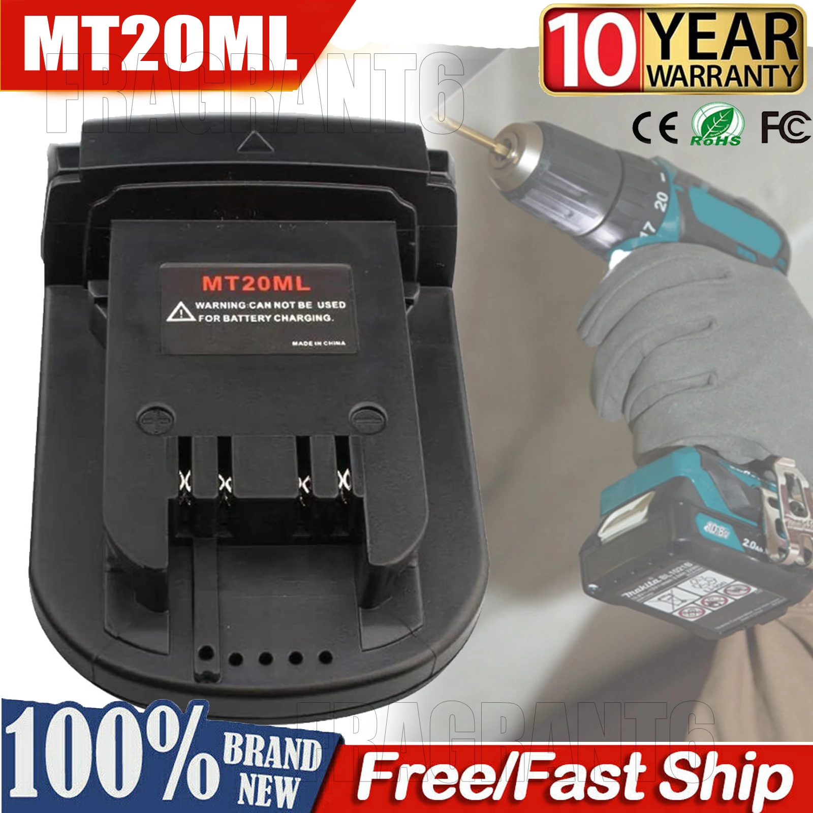 MT20ML Battery Adapter Converter For Makita 18V Li-Ion Battery To Milwaukee 18V  - £48.02 GBP