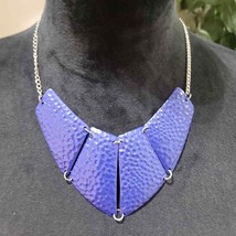 My Style Womens Fashion Blue Color Hammered Metal Collar Necklace with Lobster - £19.98 GBP