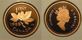 1999 Canada Frosted One Cent Penny Proof - $2.97