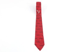 Vtg 40s 50s Rockabilly Brocade Silk Striped Neck Tie Dress Tie Wedding Red USA - £19.42 GBP