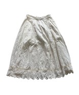 French Connection Cream Ivory White Lace Eyelet Midi Skirt Size 0 100% C... - $12.46