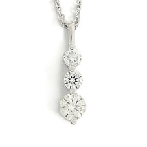 Authenticity Guarantee 
3-Stone Round Diamond Drop Pendant Necklace 14K White... - £3,905.29 GBP