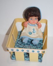 Eegee Goldberger 6&quot; Berry Bunch Small Baby Doll in a Basket Blueberry Vtg 1979 - £13.14 GBP