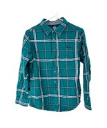 Wonder Nation Shirt Boy&#39;s XL (14-16) Husky Antique Teal Plaid Button Up LS - £6.23 GBP