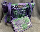 Donna Sharp Leah Quilted Purse Handbag Patchwork Design Green Purple Bag... - $28.71