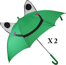 Pack of 2 Children Kids Animated 3D Pop Up Green Happy Frog Toad Umbrella 33&quot;Dia - £22.32 GBP