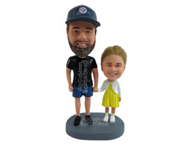 Custom Bobblehead Father and daughter wearing nco clothes ready for a play day - - £121.79 GBP