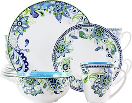 16 Piece Dinnerware Set For 4 Vintage Porcelain Dish Plates Bowl Mug Blue Floral - £66.89 GBP