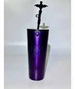 Disney Parks Starbucks Haunted Mansion Wallpaper Metal Tumbler Cup Purpl... - $67.31
