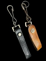 Vintage Swivel Key Ring Black Brown Leather Snap On Snap Off Japan Lot - $261.54 MXN