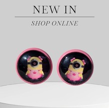 Pink Minion Anime Cosplay Fashion Cameo Stud Earrings - $15.00