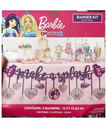 Barbie Deluxe Glitter Make A Splash Banner Party Supplies 2 Pieces 12 fe... - £6.27 GBP