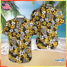 San Diego Padres New Hawaiian Shirts Yellow Brown Color 3D Adult Shirt S-5XL - £8.20 GBP+