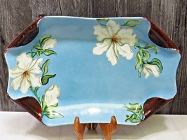 1887 H &amp; C Haviland Limoges Napkin Fold Corners Hand Painted Platter Bowl Lilies - £85.18 GBP