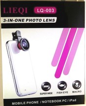 Universal 3 in 1 Fisheye Lens + Macro + 0.4X Super Wide Angle Clip On Cell Phone - $9.46