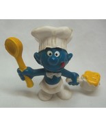 VINTAGE Hanna-Barbera THE SMURFS CHEF Cook SMURF 2&quot; PVC FIGURE TOY BULLY... - $14.85