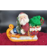 Santa on Sleigh Papier Mache Hand Made Hand Painted 1998 Signed by Autho... - £20.29 GBP