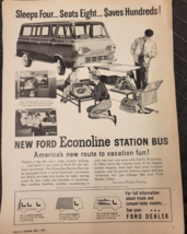 Vintage Black White Ad Page Ford 1961 Ecoline Station Bus - £5.19 GBP