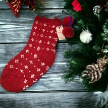 NWT Hearth and Hand Magnolia Christmas Stocking - White Red Knit with Re... - $14.80