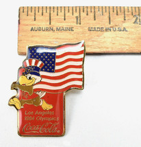 Olympic Pin Badge 1984 Los Angeles Mascot Sam the Eagle USA Flag Coca Cola Vtg - £10.13 GBP