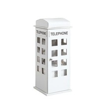 11.5&quot; Tall Leather Jewelry Box, British Telephone Design, White - £50.62 GBP