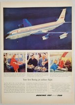 1958 Print Ad Boeing 707 Jet Airliner in Flight Passengers in Seats - £14.09 GBP