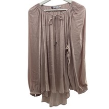 Jennifer Lopez Size XL Tunic Peasant Top Long Sleeve Relaxed Fit Satin Blouse - £14.76 GBP