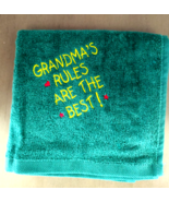 Grandma&#39;s Rules Are The Best Embroidered on Hunter Green Golf Towel - $234.47 MXN