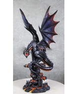 Fira Legendary Black Ember Dragon Perching On Volcanic Rocks with Lava S... - $1,903.76 MXN
