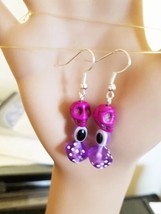 evil eye purple sugar skull earrings, dice earrings handmade jewelry - £4.78 GBP