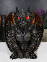 Gothic Winged Dragon Guard Gargoyle With Translucent Eyes Candle Holder Figurine - £30.55 GBP