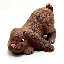 Vintage Ceramic Bunny Rabbit Figurine Hand Painted Handmade Brown 1987 - £11.47 GBP