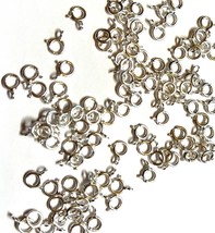 100 pieces  - Sterling Silver 5mm Spring Clasps CLOSED JUMP  Ring - £22.28 GBP