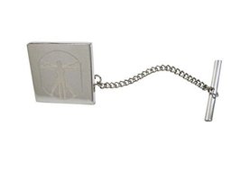 Kiola Designs Silver Toned Etched Leonardo Da Vinci Vitruvian Man Tie Tack - £23.96 GBP