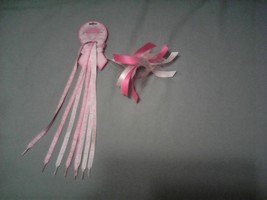 Breast Cancer Awareness Girls New 2 shoe lace &amp; 1 hair bow ribbon hair dress  - £8.01 GBP