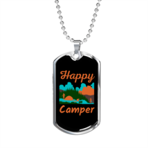 Camper Necklace Happy Camper Orange Necklace Stainless Steel or 18k Gold Dog Ta - £37.84 GBP+
